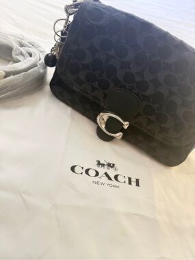 Coach Soft Tabby Black Denim Signature Jacquard